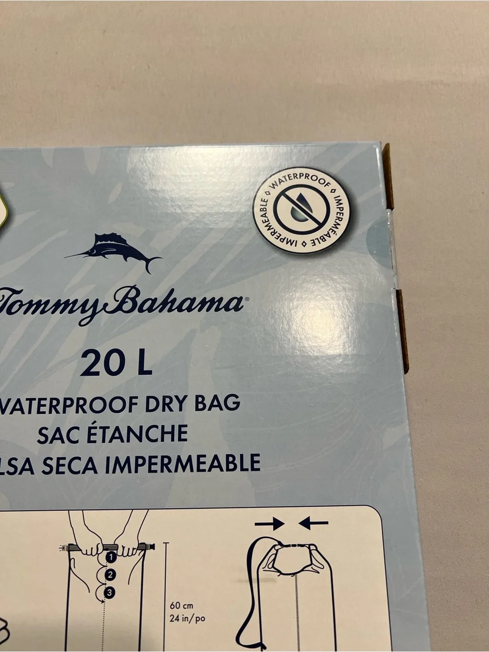 Tommy Bahama Blue and White Striped Waterproof Roll-Top Bag